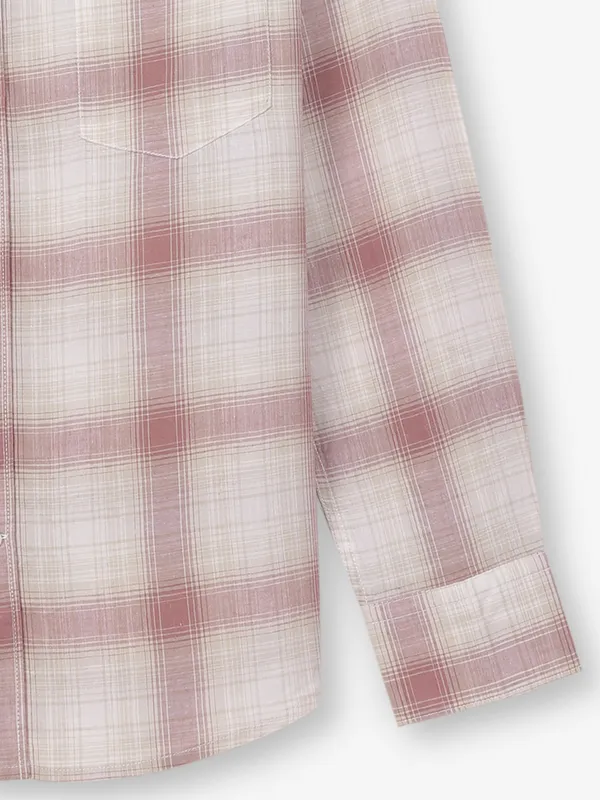 CRIMSOUNE CLUB mauve purple checks cotton shirt