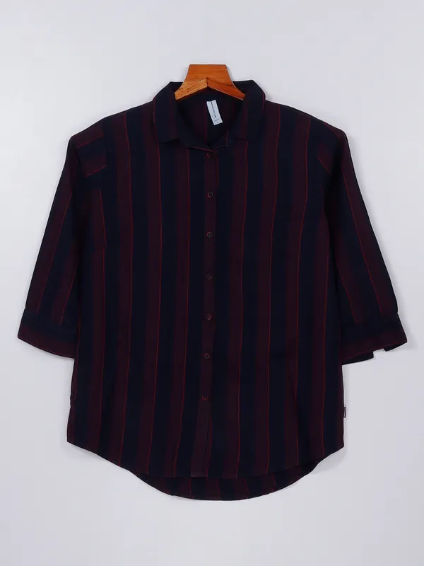 Crimsoune Club navy and red cotton shirt