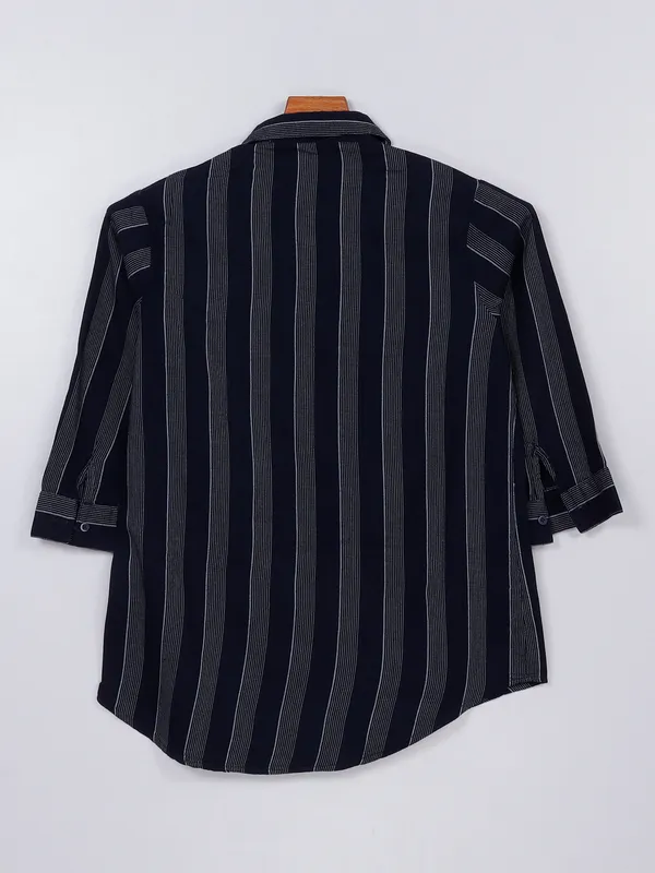 Crimsoune Club navy and white cotton shirt