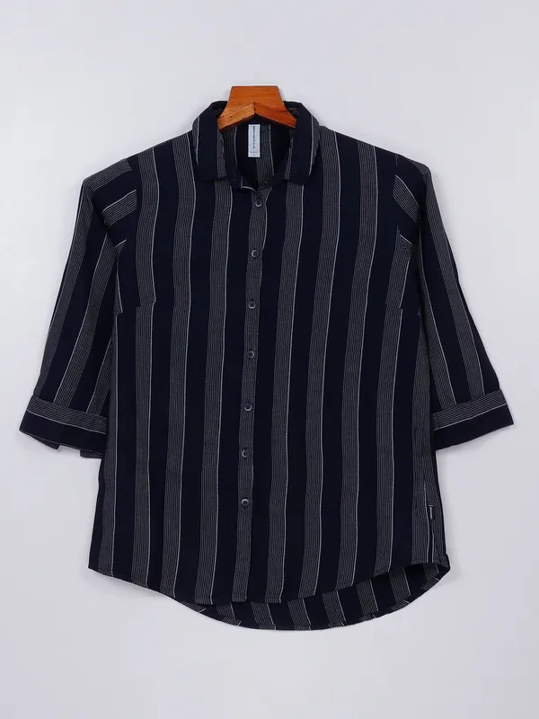Crimsoune Club navy and white cotton shirt