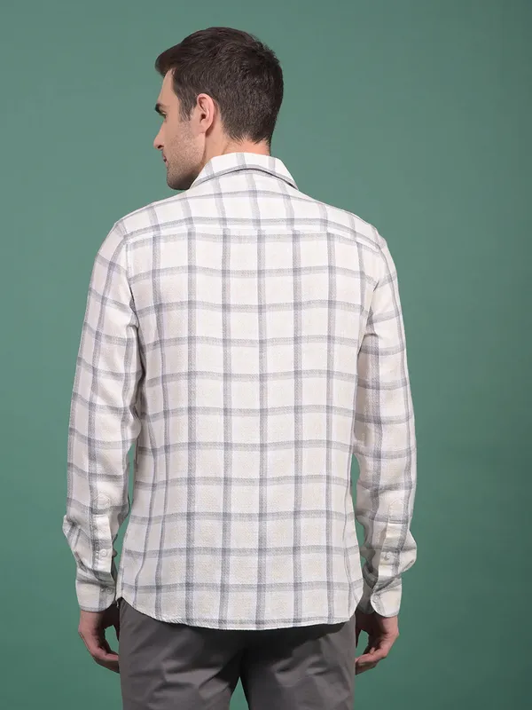 CRIMSOUNE CLUB off white check shirt