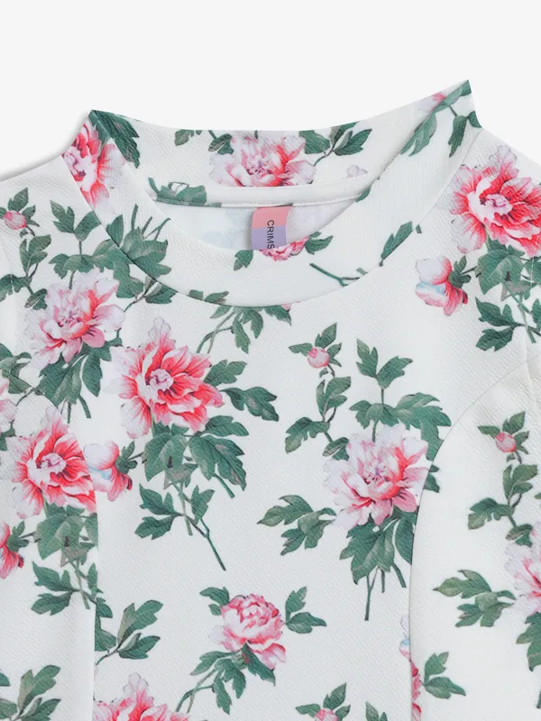 CRIMSOUNE CLUB off-white floral print dress