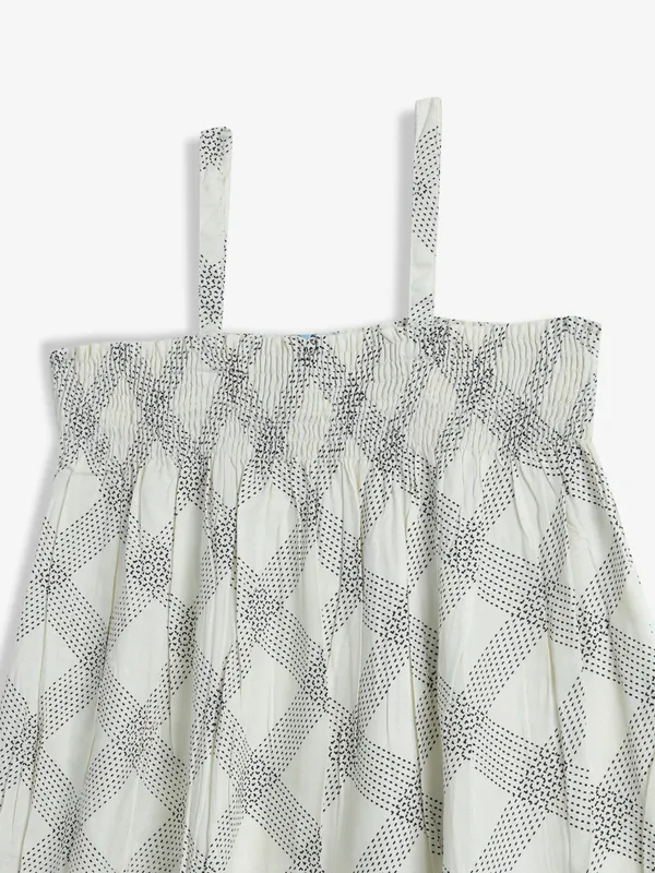 CRIMSOUNE CLUB off-white printed cotton frock