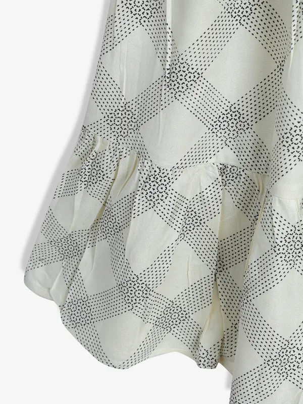 CRIMSOUNE CLUB off-white printed cotton frock