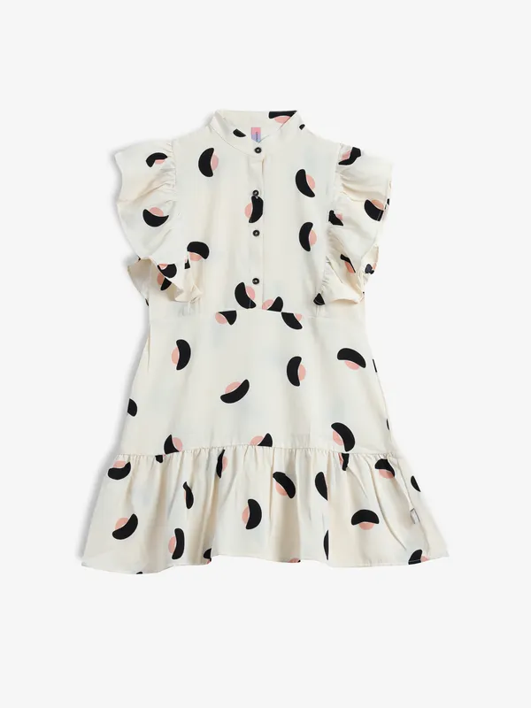 CRIMSOUNE CLUB off-white printed frock