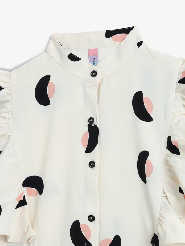 CRIMSOUNE CLUB off-white printed frock