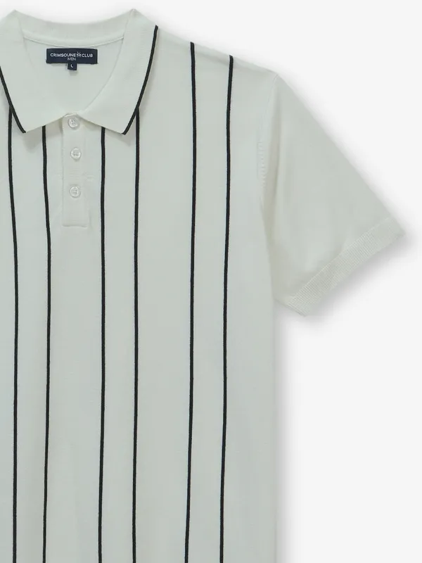 CRIMSOUNE CLUB off-white stripe cotton t-shirt