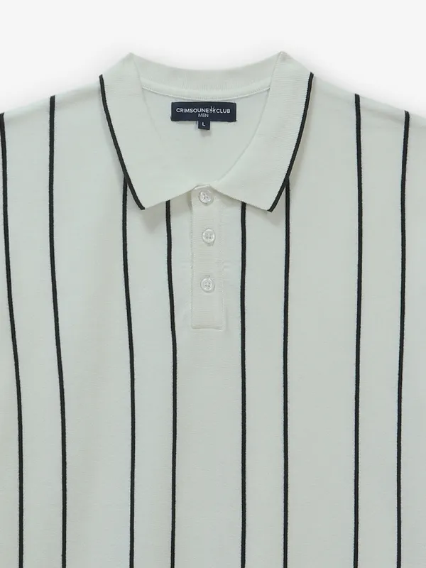 CRIMSOUNE CLUB off-white stripe cotton t-shirt