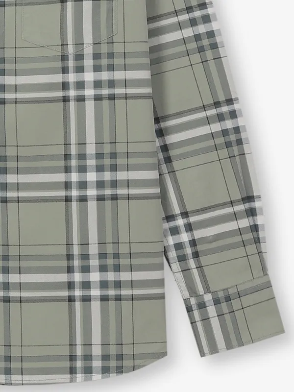 CRIMSOUNE CLUB olive checks cotton shirt for men