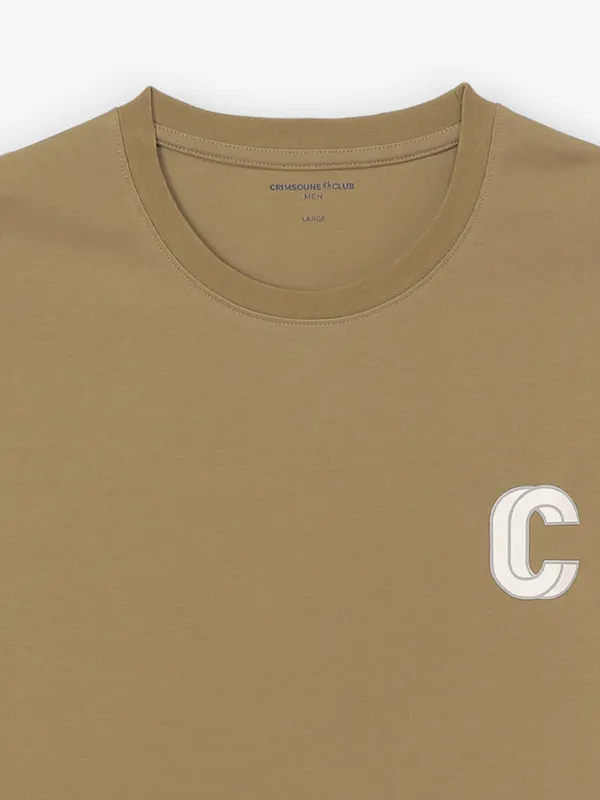 CRIMSOUNE CLUB olive cotton slim fit round neck tshirt