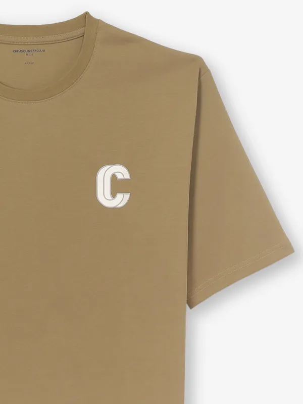 CRIMSOUNE CLUB olive cotton slim fit round neck tshirt