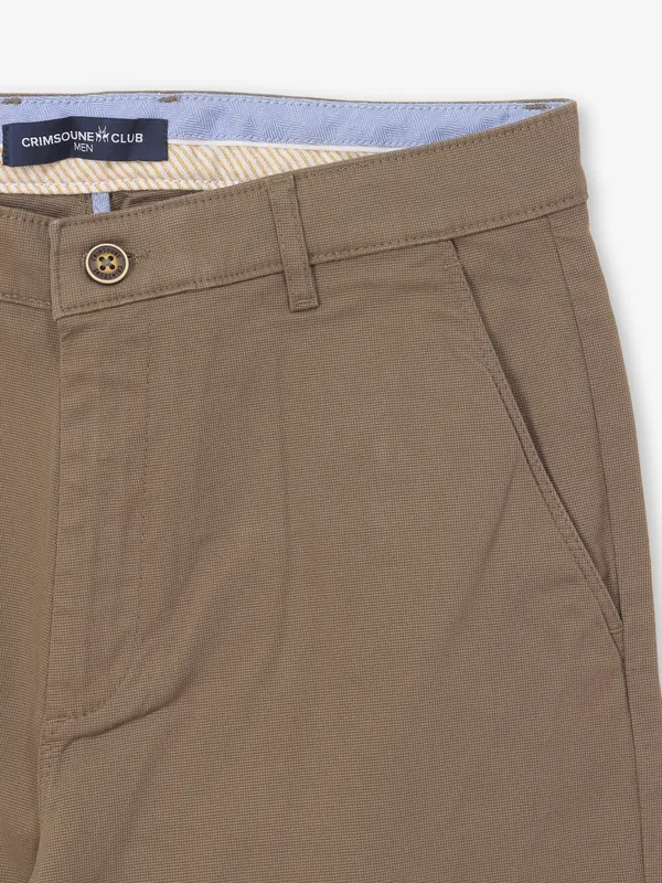 CRIMSOUNE CLUB olive cotton straight fit trousers for men