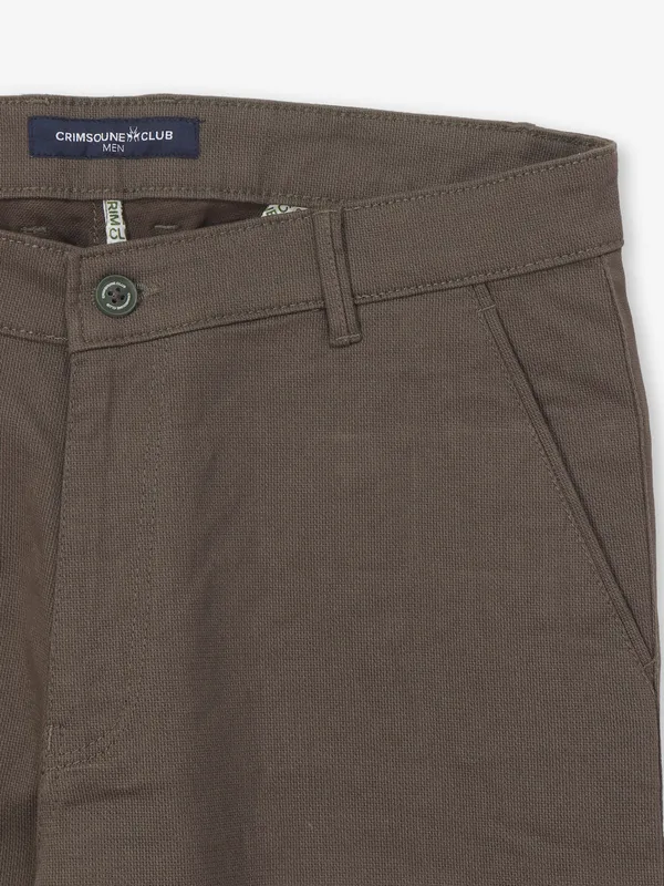 CRIMSOUNE CLUB olive cotton urban fit multi pocket men trouser