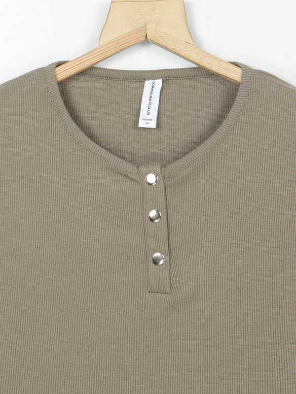 Crimsoune Club olive plain knitted t shirt