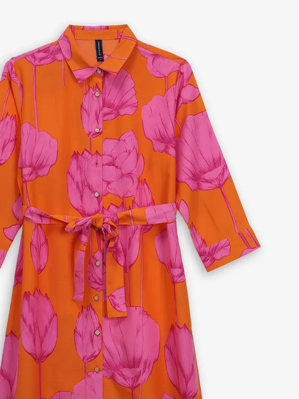 CRIMSOUNE CLUB orange casual wear cotton dress