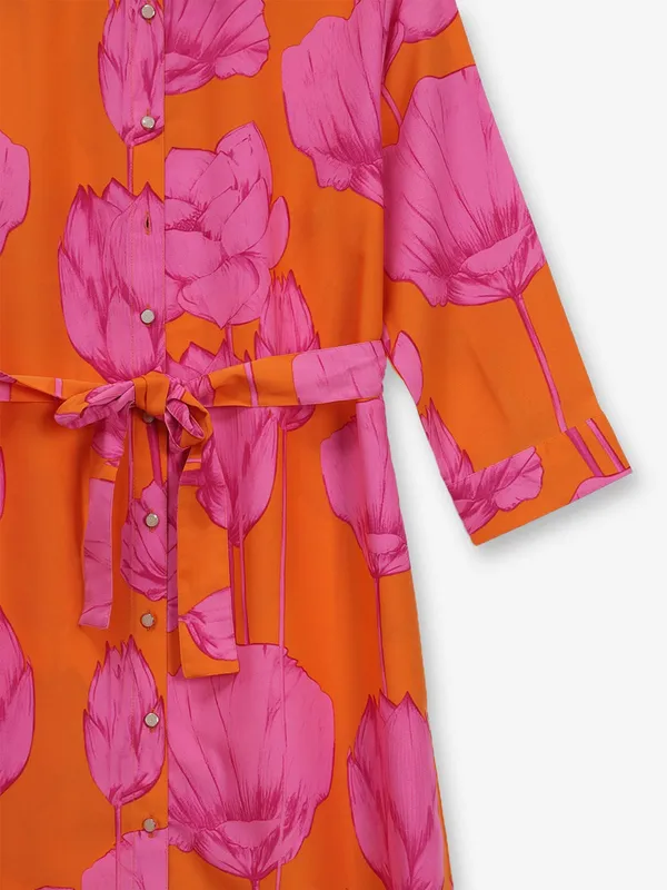 CRIMSOUNE CLUB orange casual wear cotton dress