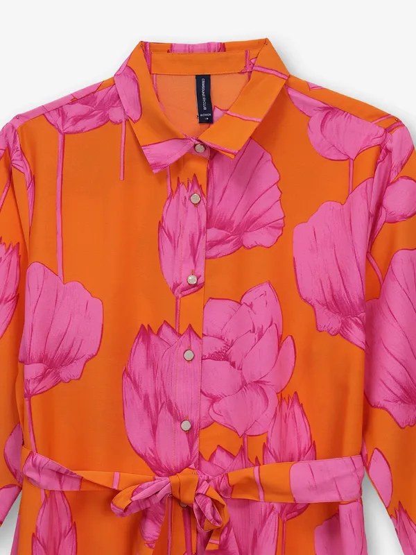 CRIMSOUNE CLUB orange casual wear cotton dress
