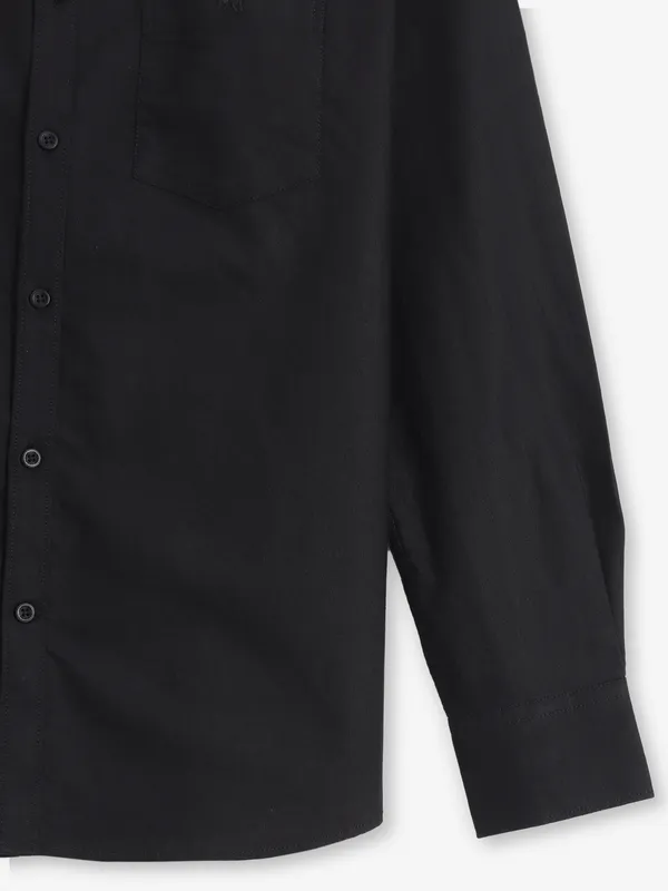 CRIMSOUNE CLUB palin black cotton shirt