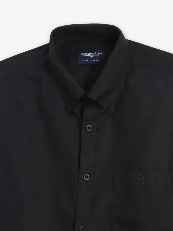 CRIMSOUNE CLUB palin black cotton shirt