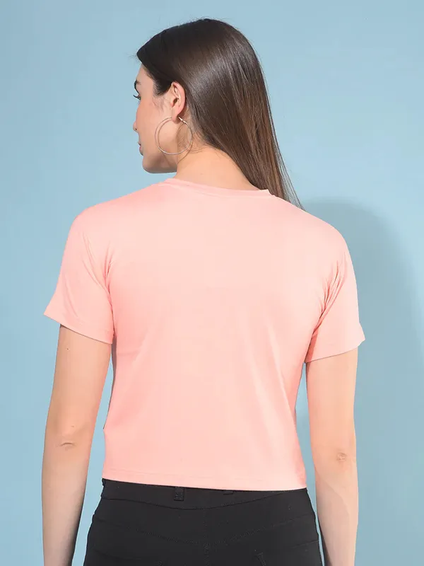 CRIMSOUNE CLUB peach cotton crop top
