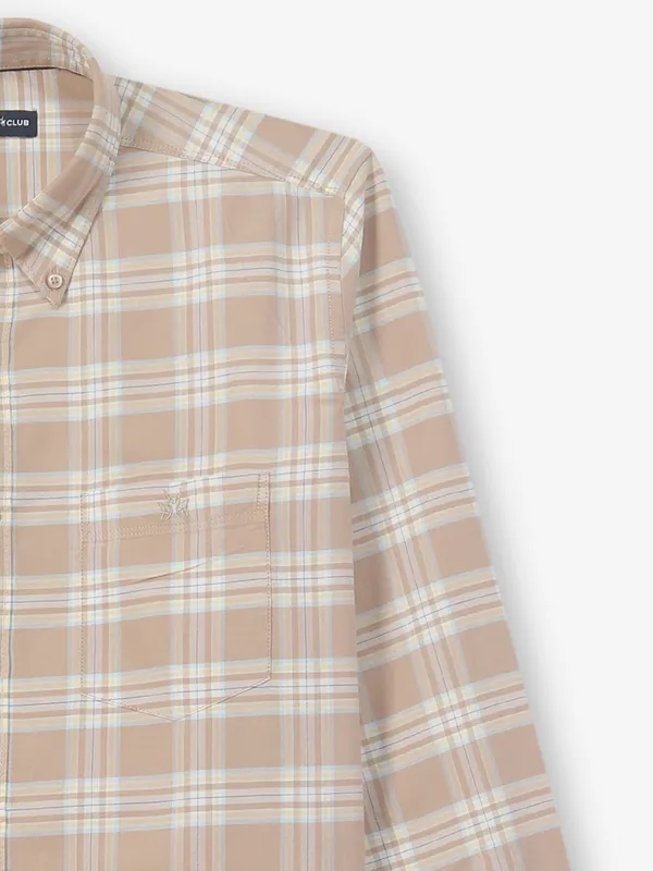 CRIMSOUNE CLUB peach cotton slim fit shirt
