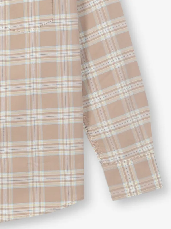 CRIMSOUNE CLUB peach cotton slim fit shirt