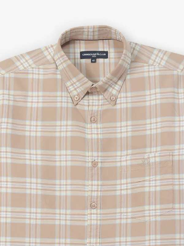 CRIMSOUNE CLUB peach cotton slim fit shirt