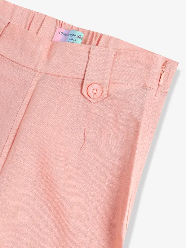 CRIMSOUNE CLUB peach plain cotton pant