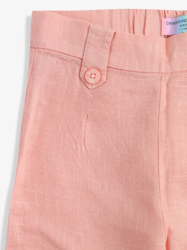 CRIMSOUNE CLUB peach plain cotton pant
