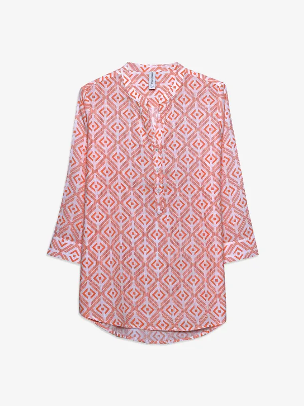 Crimsoune Club peach printed tunic top