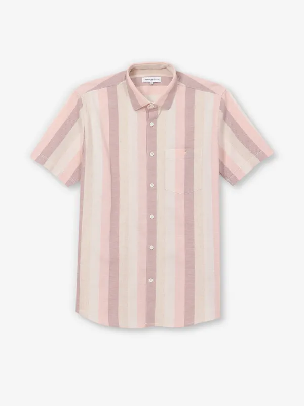 CRIMSOUNE CLUB pink stripe cotton shirt