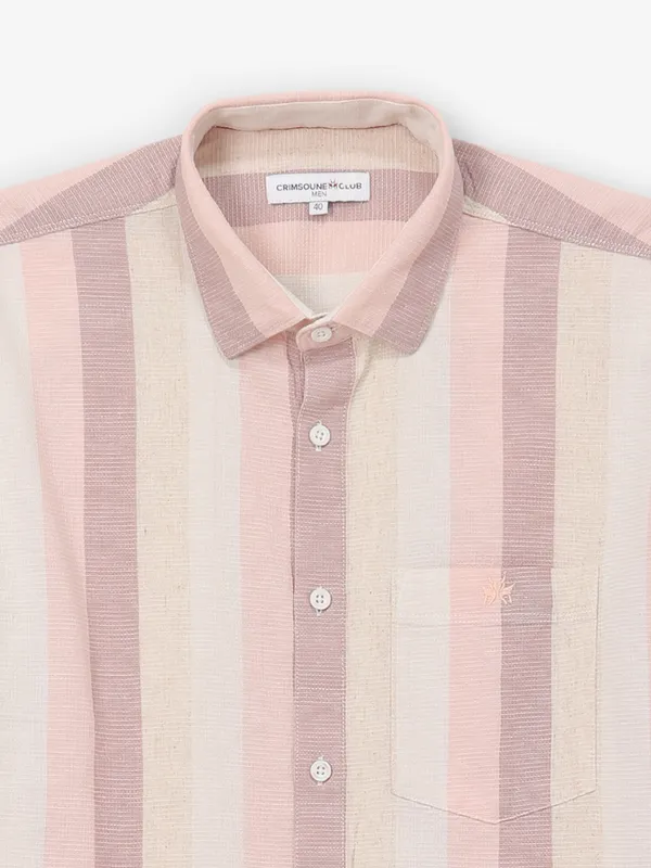 CRIMSOUNE CLUB pink stripe cotton shirt