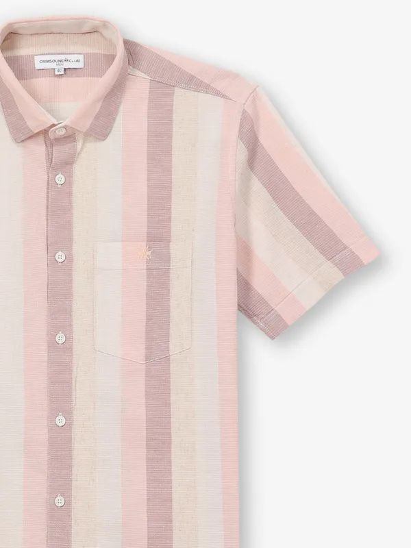 CRIMSOUNE CLUB pink stripe cotton shirt