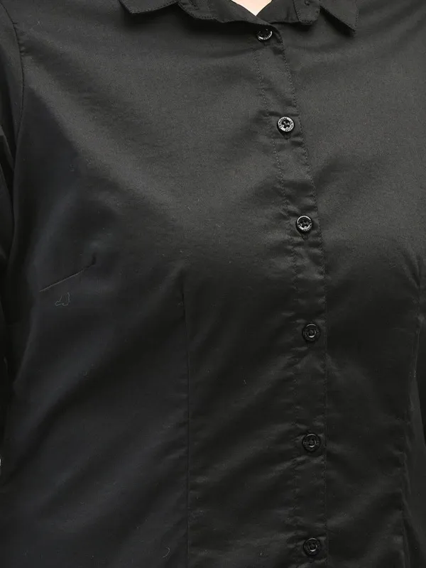 CRIMSOUNE CLUB plain black cotton shirt