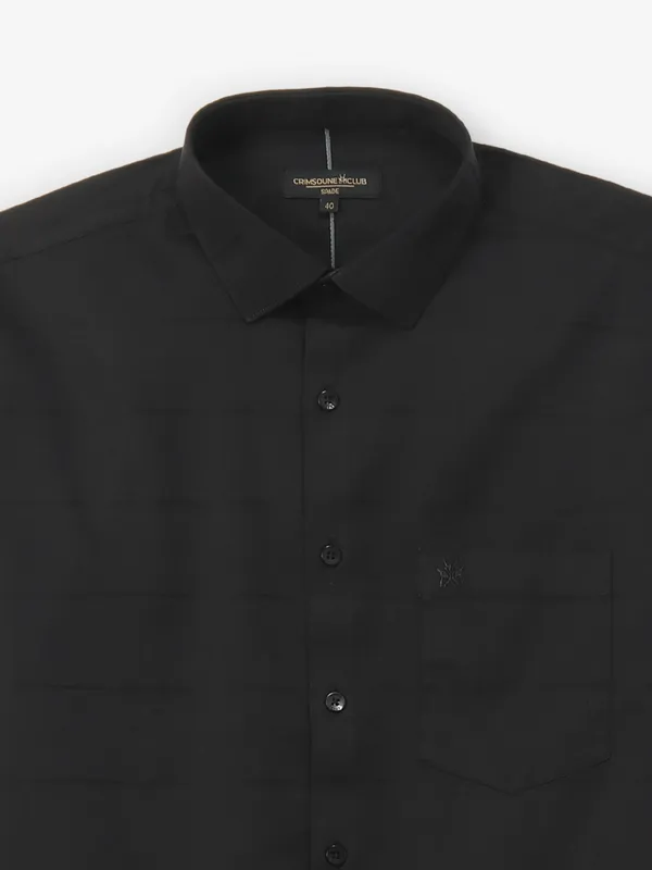 CRIMSOUNE CLUB plain black cotton shirt for mens