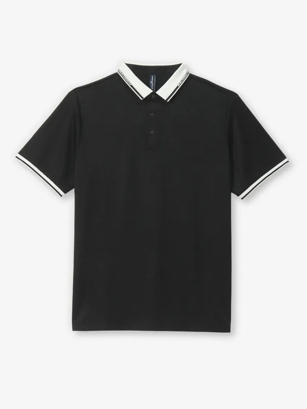 CRIMSOUNE CLUB plain black cotton t shirt