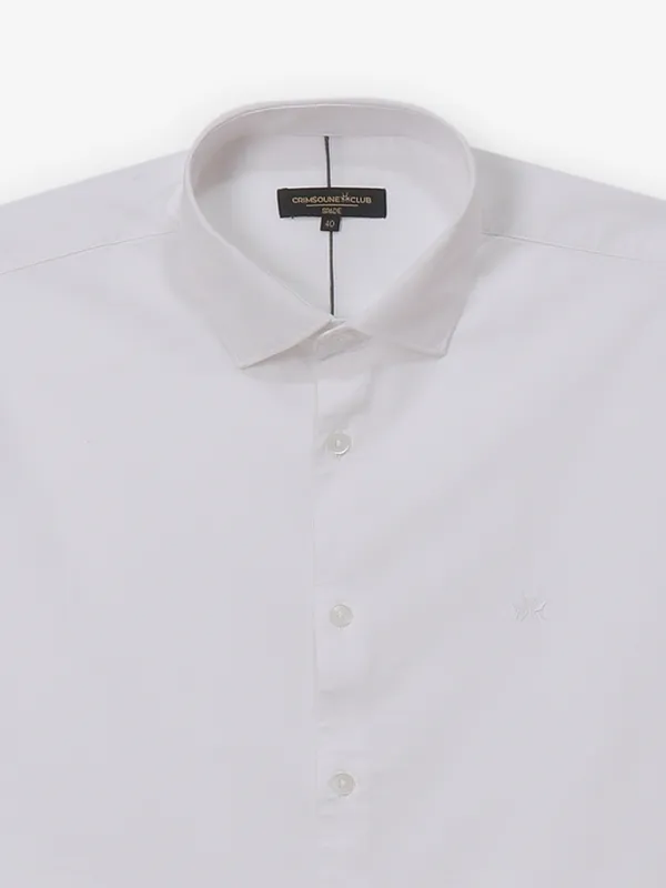 CRIMSOUNE CLUB plain white silk shirt