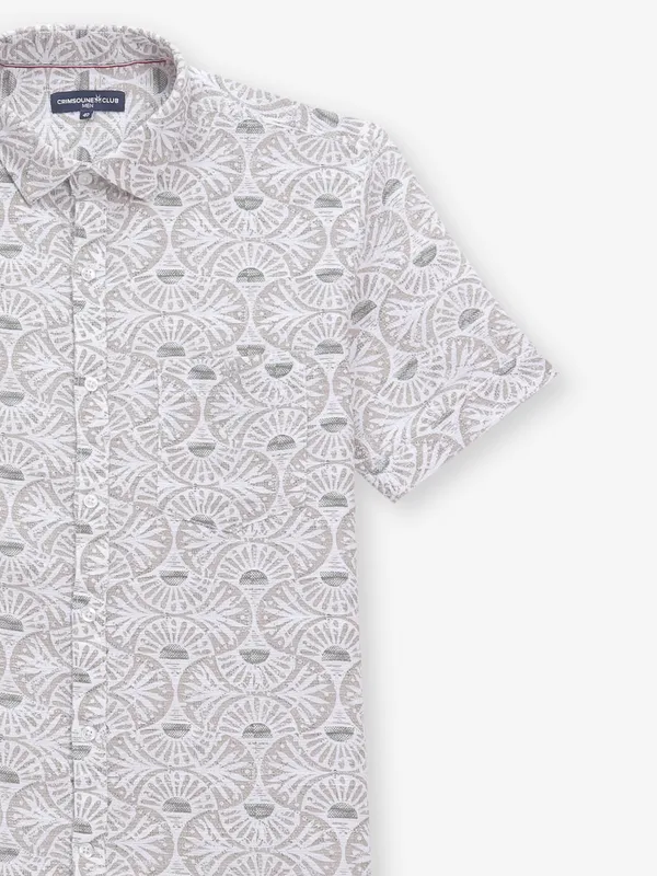 CRIMSOUNE CLUB printed beige cotton shirt