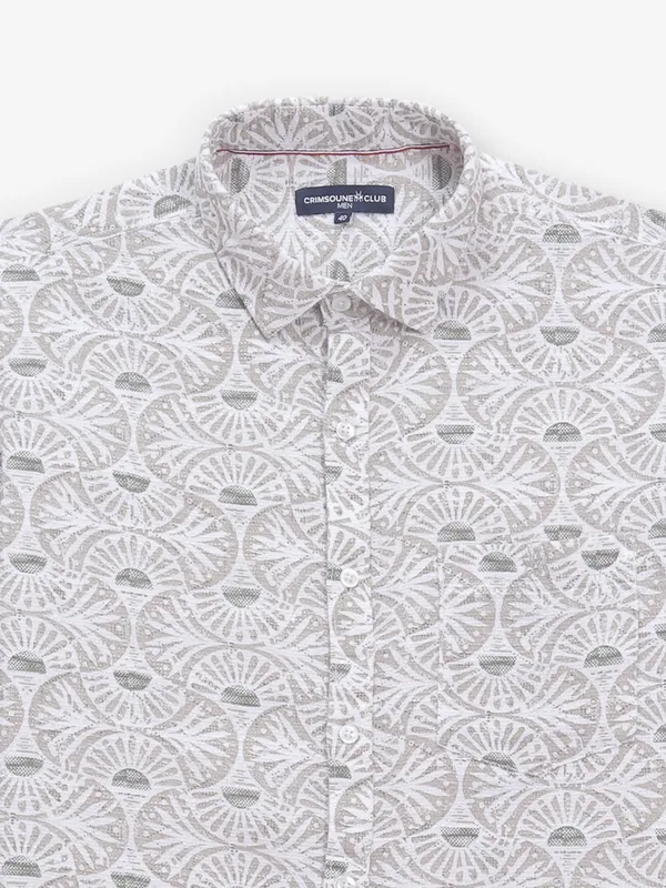CRIMSOUNE CLUB printed beige cotton shirt