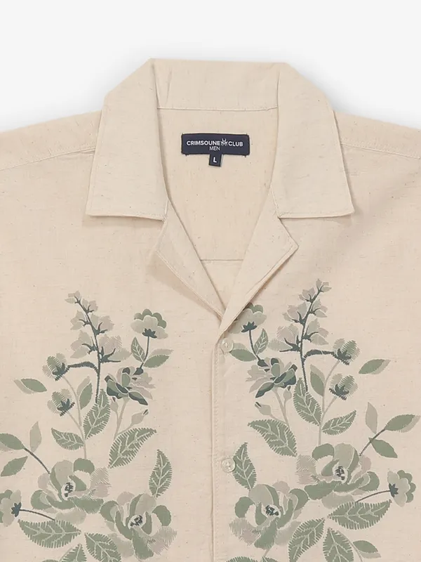 CRIMSOUNE CLUB printed beige cotton shirt for men