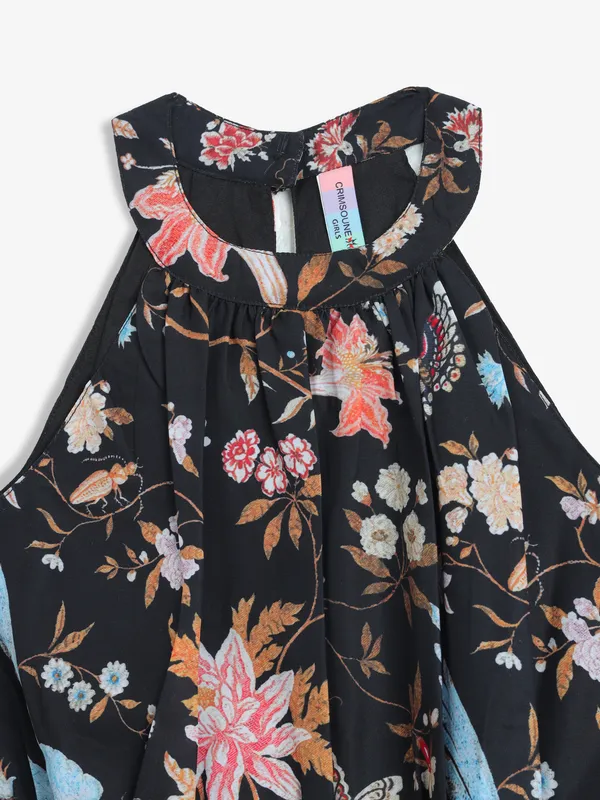 CRIMSOUNE CLUB printed black frock