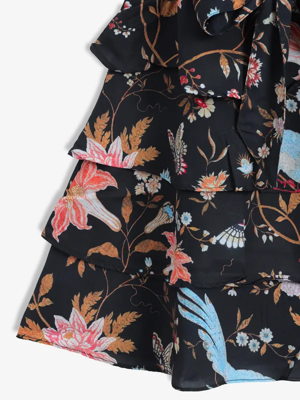 CRIMSOUNE CLUB printed black frock