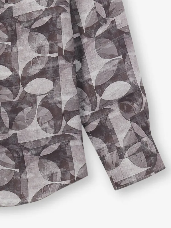 CRIMSOUNE CLUB printed brown cotton shirt