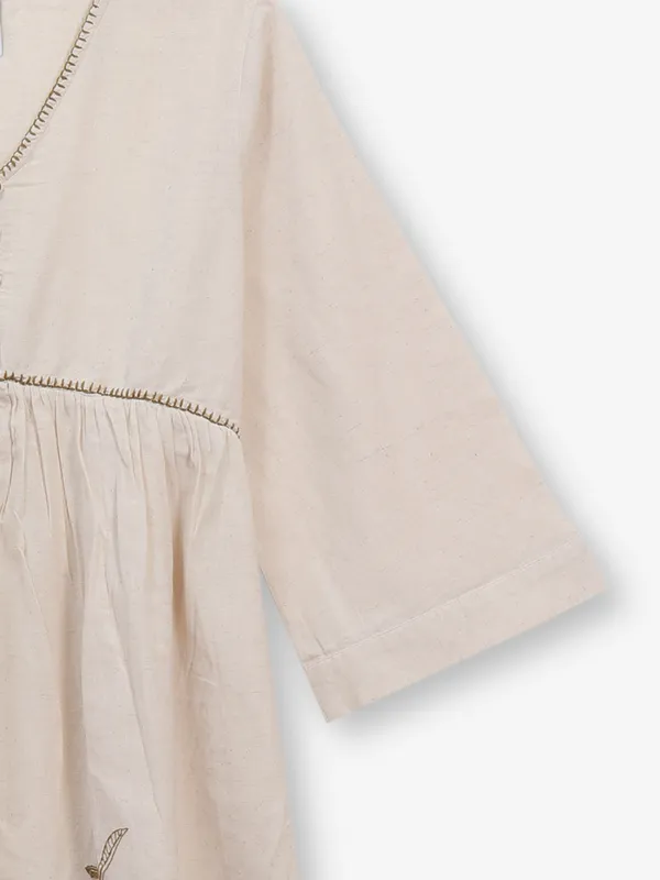 CRIMSOUNE CLUB printed cotton beige dress