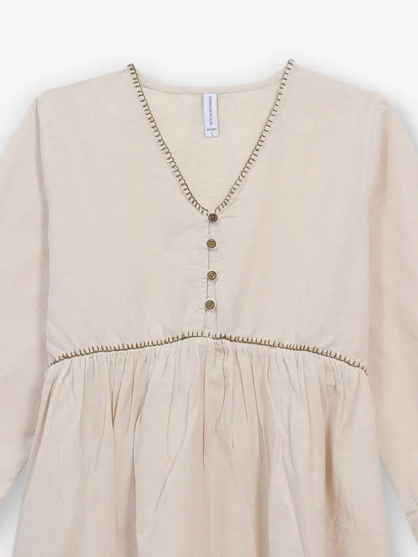 CRIMSOUNE CLUB printed cotton beige dress