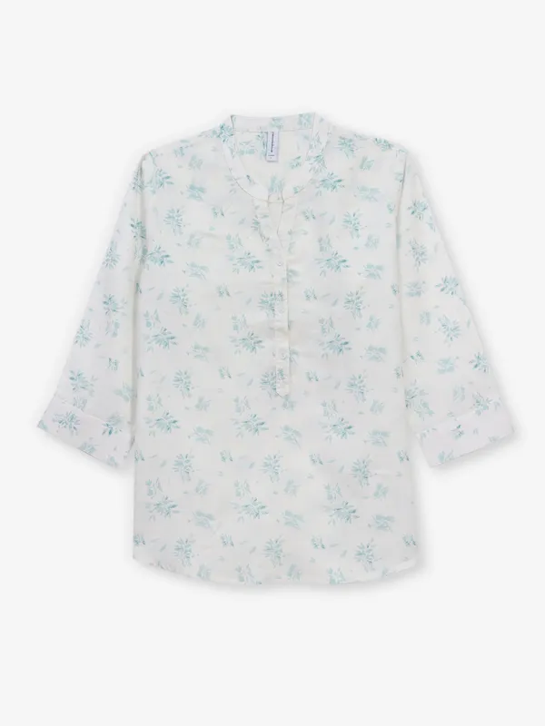 CRIMSOUNE CLUB printed cream cotton top