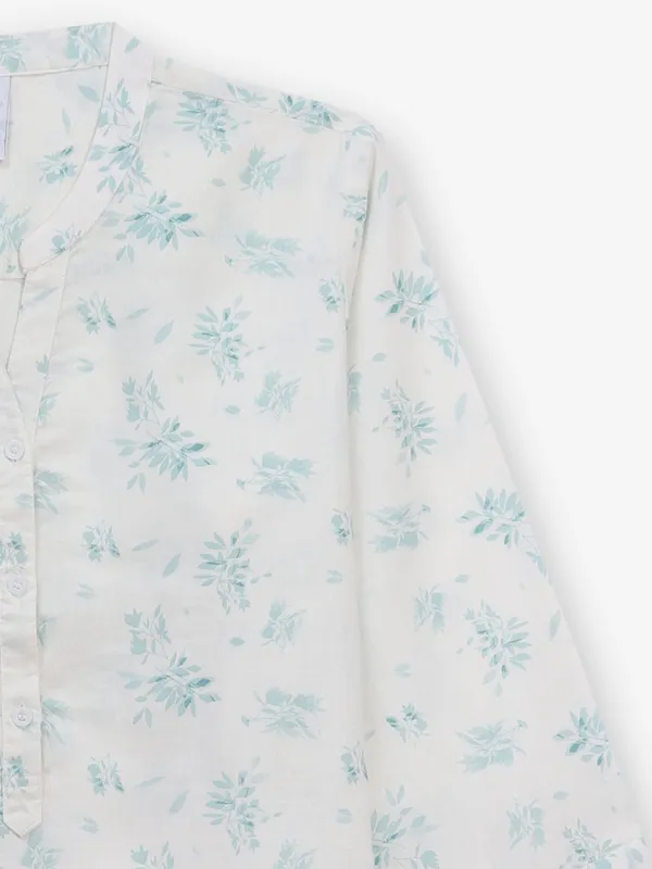 CRIMSOUNE CLUB printed cream cotton top