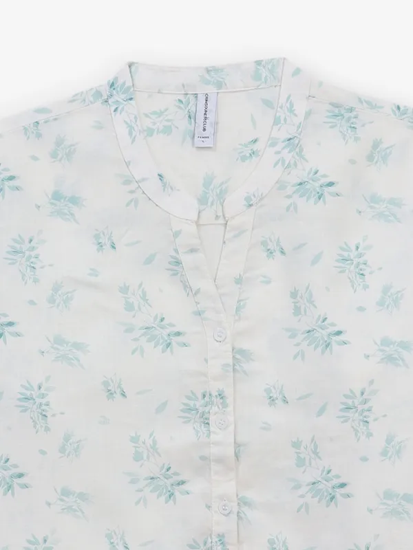CRIMSOUNE CLUB printed cream cotton top