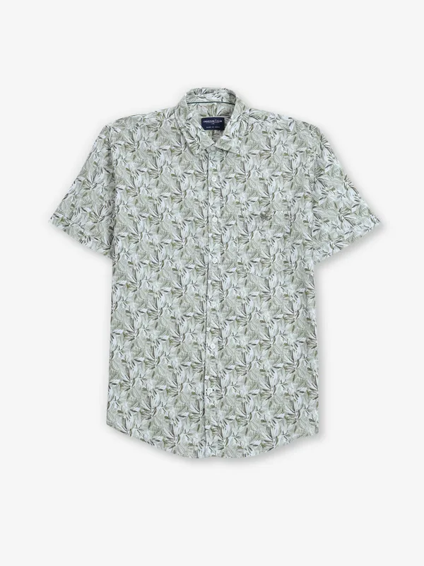 CRIMSOUNE CLUB printed olive cotton shirt