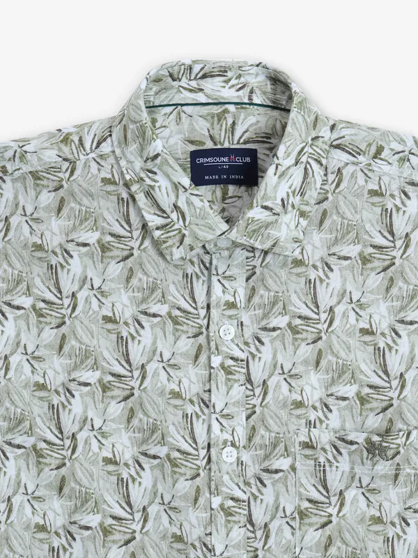 CRIMSOUNE CLUB printed olive cotton shirt